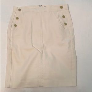 White, side button skirt